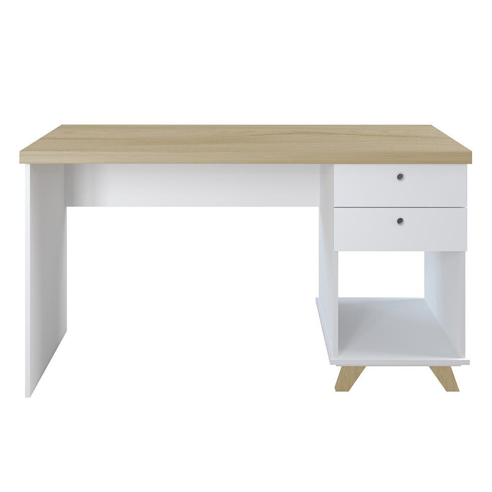 Mesa para Quarto Retrô 2 Gavetas New Jersy Olmo Branco