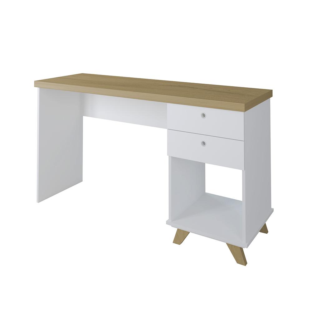 Mesa para Quarto Retrô 2 Gavetas New Jersy Olmo Branco