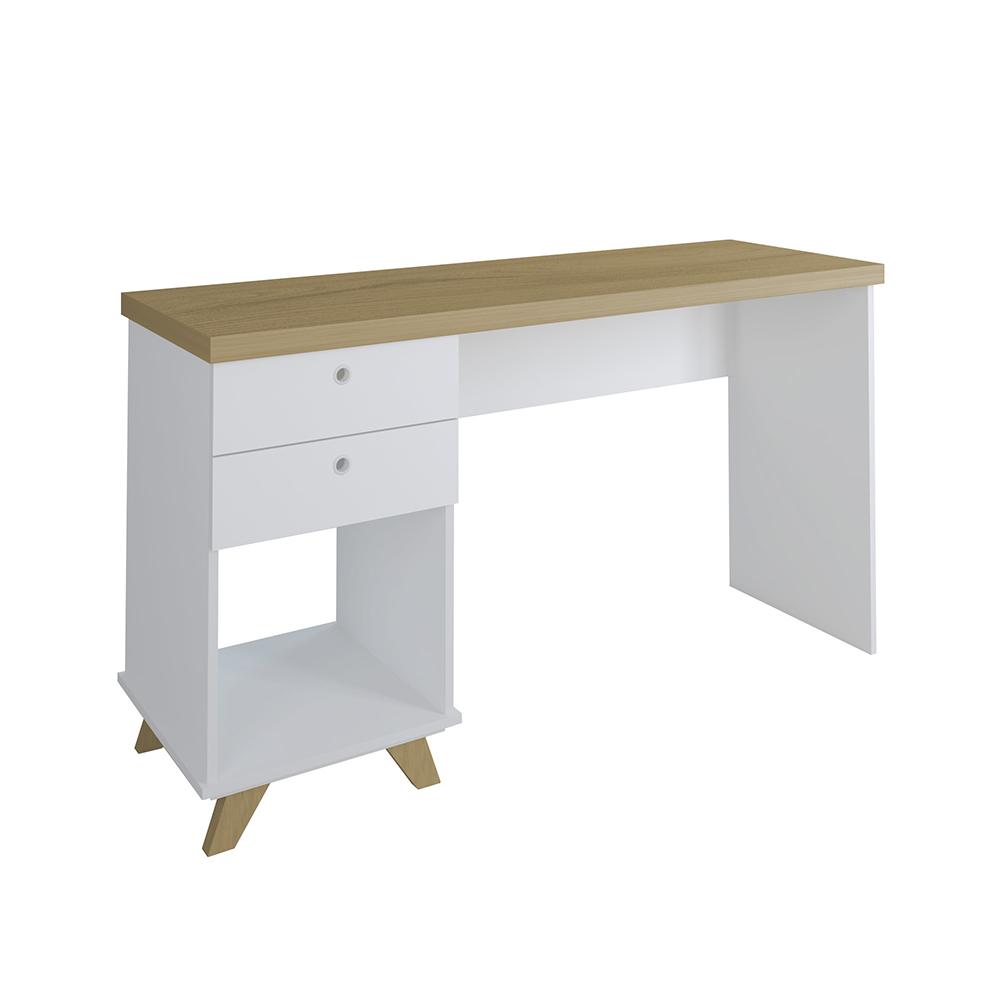 Mesa para Quarto Retrô 2 Gavetas New Jersy Olmo Branco