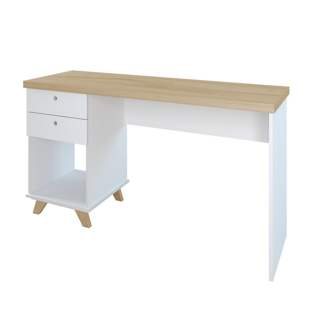Mesa para Quarto Retrô 2 Gavetas New Jersy Olmo Branco