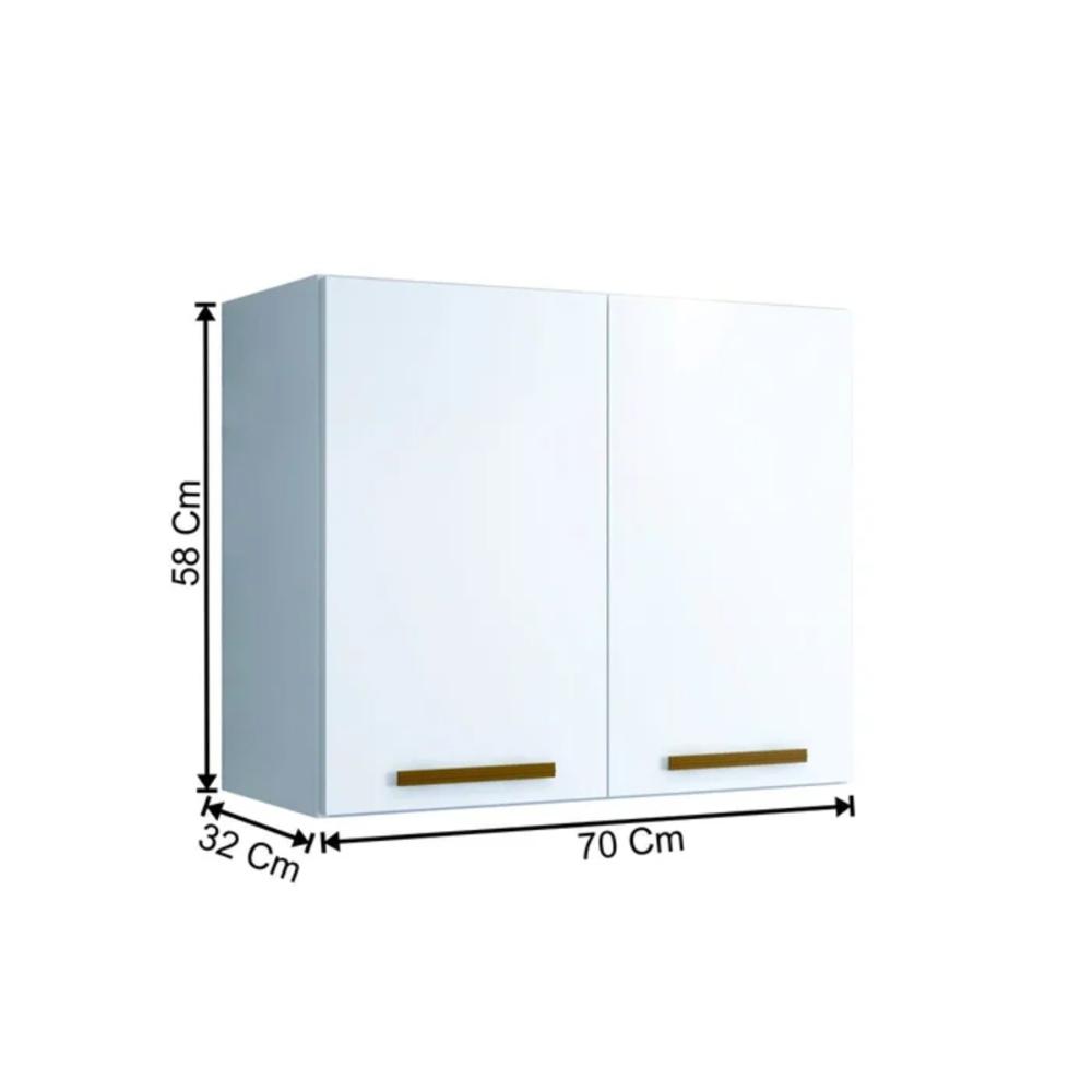 Armário Aéreo Cristal 2 Portas Branco Arte Móveis