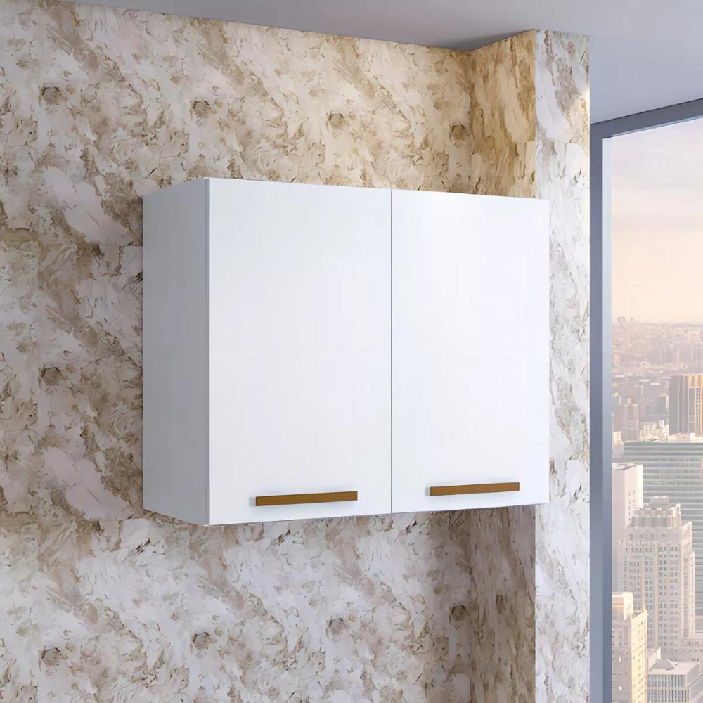 Armário Aéreo Cristal 2 Portas Branco Arte Móveis
