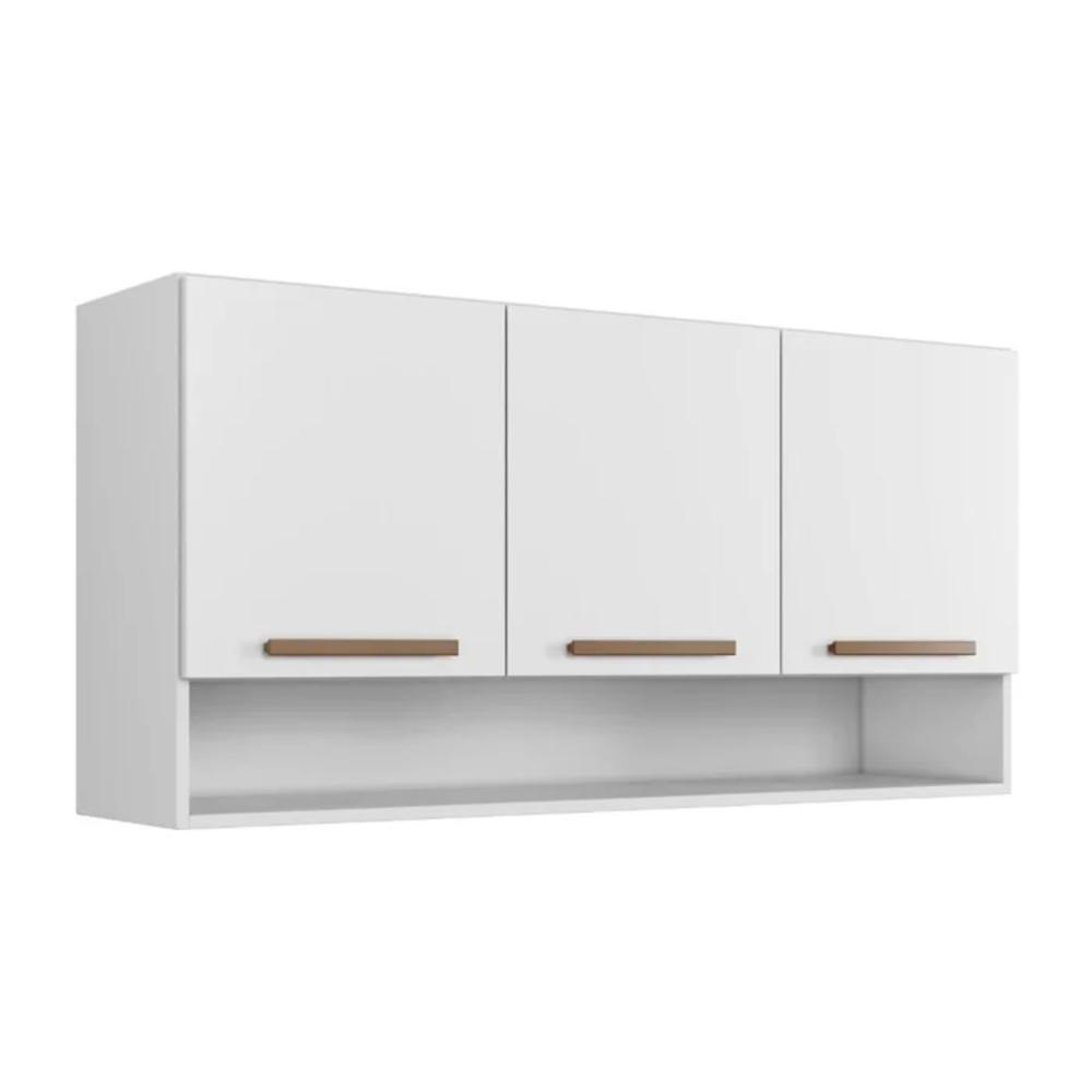 Armário Aéreo Plus 3 Portas com Nicho Arte Móveis Branco