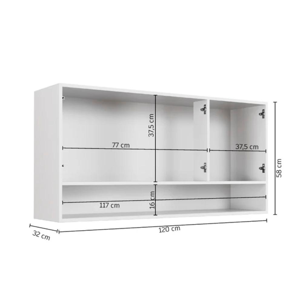 Armário Aéreo Plus 3 Portas com Nicho Arte Móveis Branco