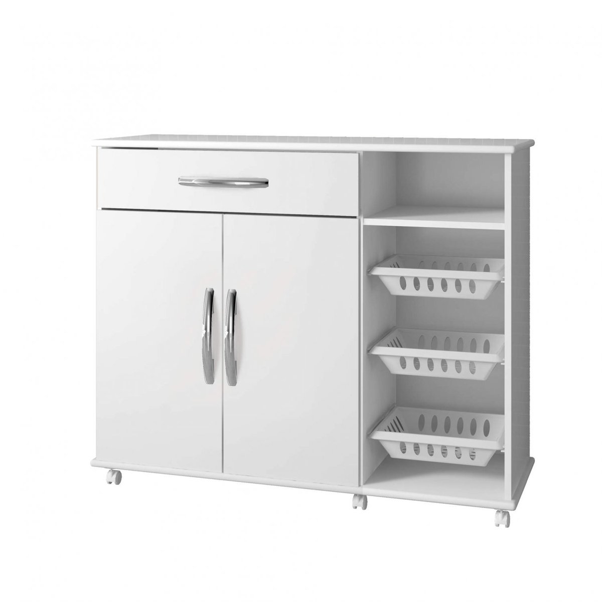Armário Cozinha com Fruteira Salinas Arte Móveis 2 Portas 1 Gaveta 3 Cestos Gaveta Flex Branco, Branco