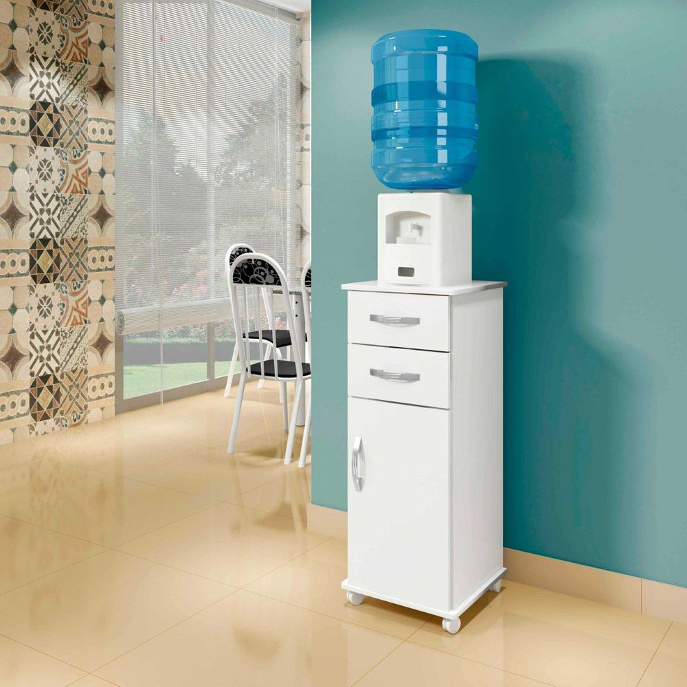 Balcão Multiuso Tókio 02 Gavetas Com Rodízios Branco