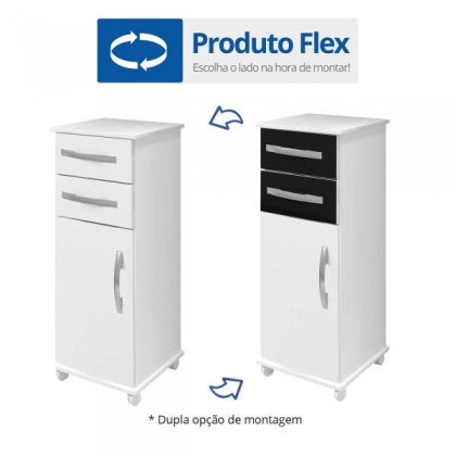 Balcão Multiuso Tókio 02 Gavetas Com Rodízios Branco