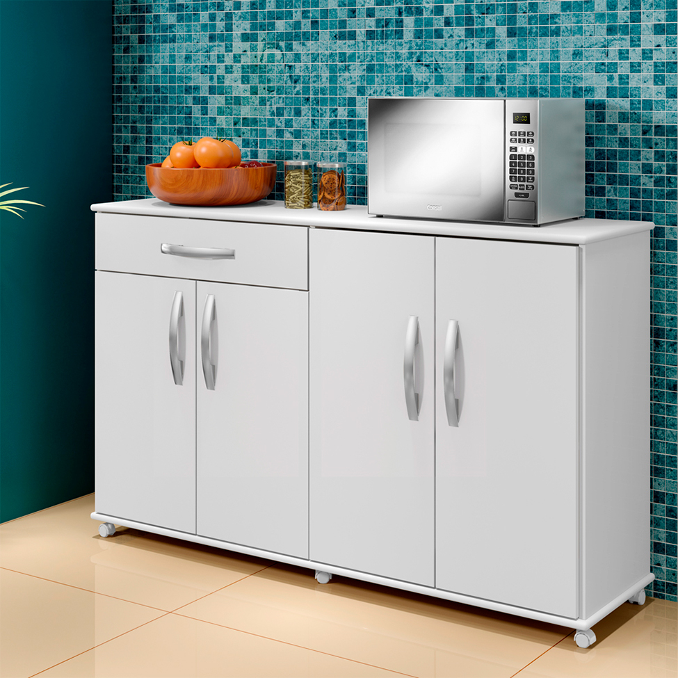 Balcão de Cozinha Campinas 4 Portas 1 Gaveta Branco