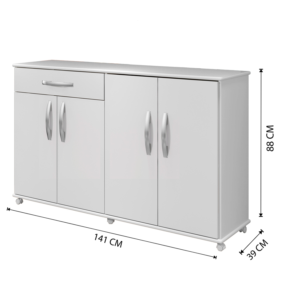 Balcão de Cozinha Campinas 4 Portas 1 Gaveta Branco
