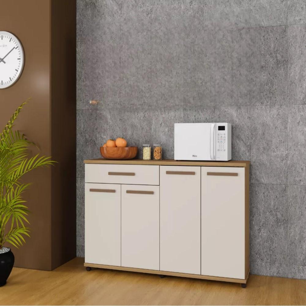 Balcão de Cozinha Campinas 4 Portas 1 Gaveta Cinamomo Off White