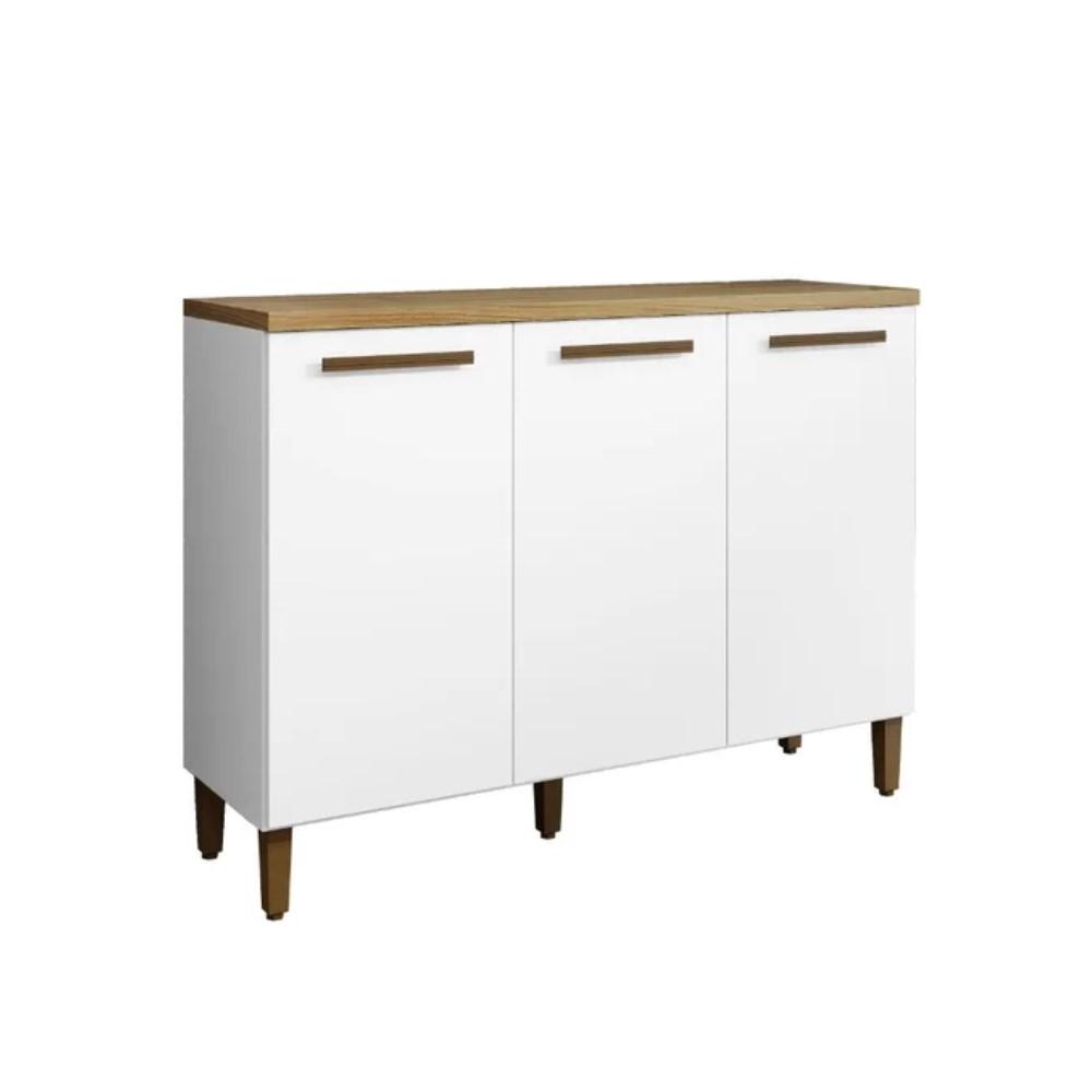 Balcão de Cozinha Vega 3 Portas Arte Móveis Cinamomo Branco