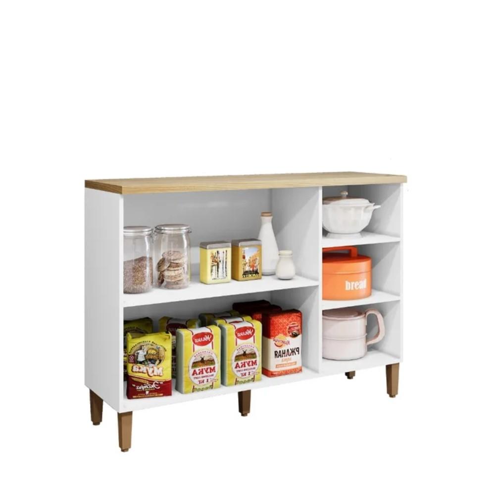 Balcão de Cozinha Vega 3 Portas Arte Móveis Cinamomo Branco