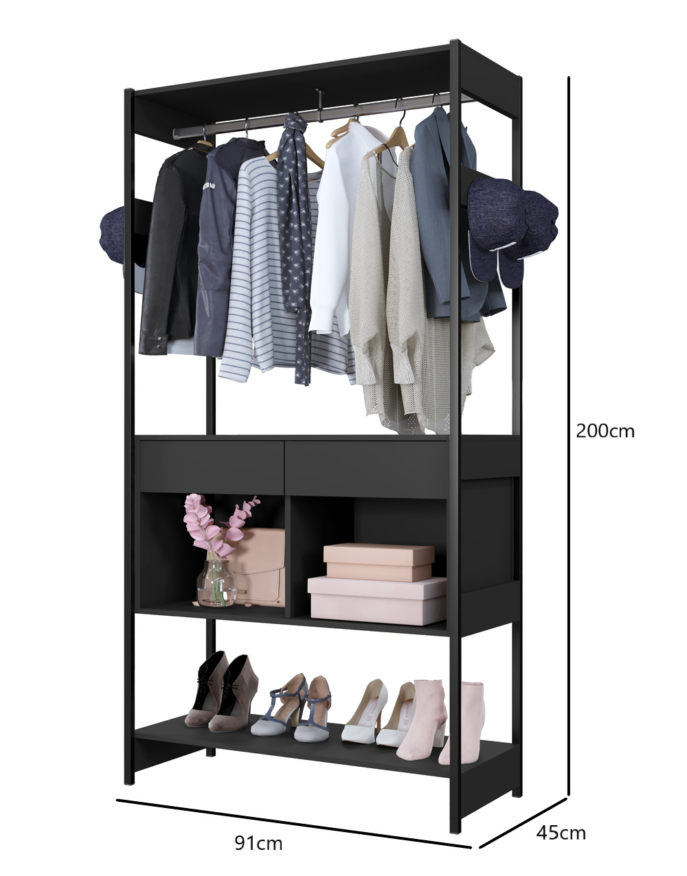 Closet Barcelona Arte Moveis Preto