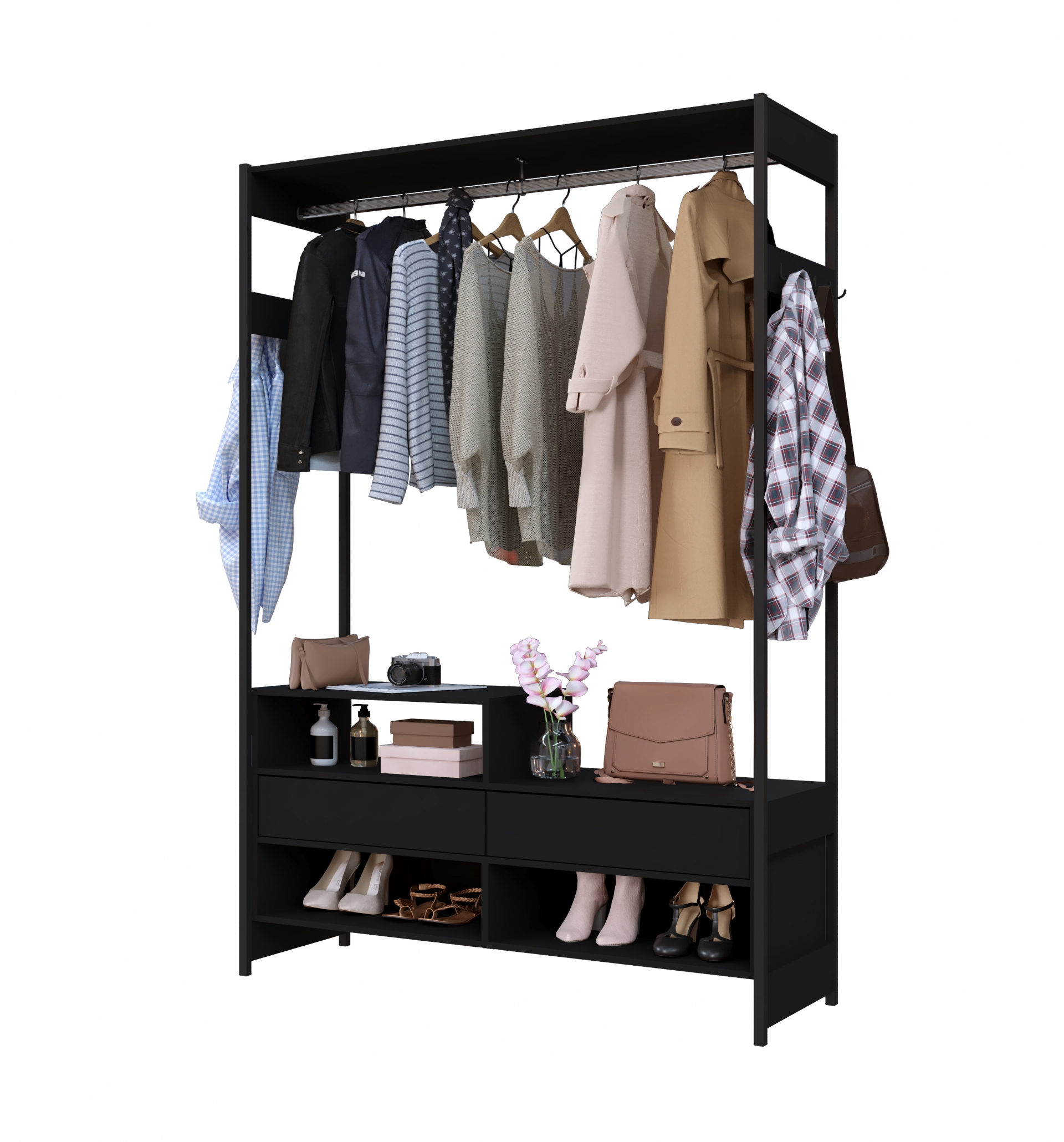 Closet Madrid 2 Nichos Arte Moveis Preto