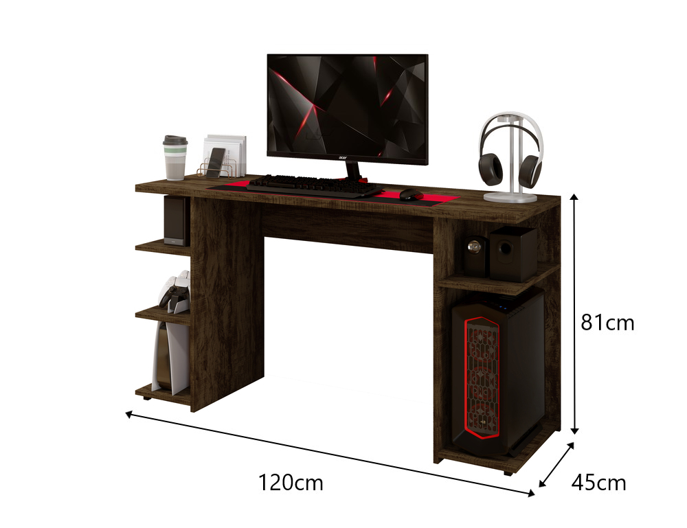 Escrivaninha Gamer com Nichos Arte Moveis Ipê Demolição