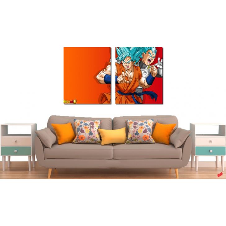 Quadro Decorativo Dragon Ball Z Goku Super Sayajin 2 peças m15