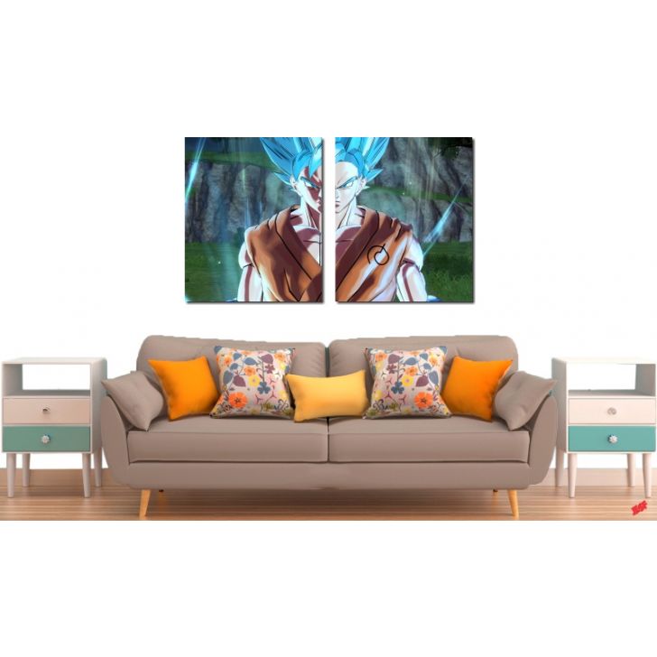 Quadro Decorativo Dragon Ball Z Goku Sayajin 2 Peças M20