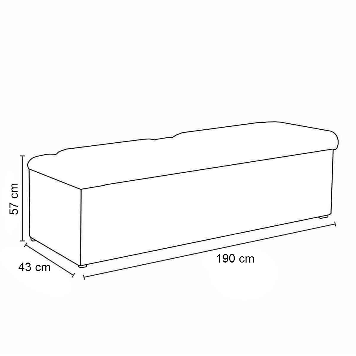 Calçadeira com Baú Estofada King Kiara 190 cm Capuccino