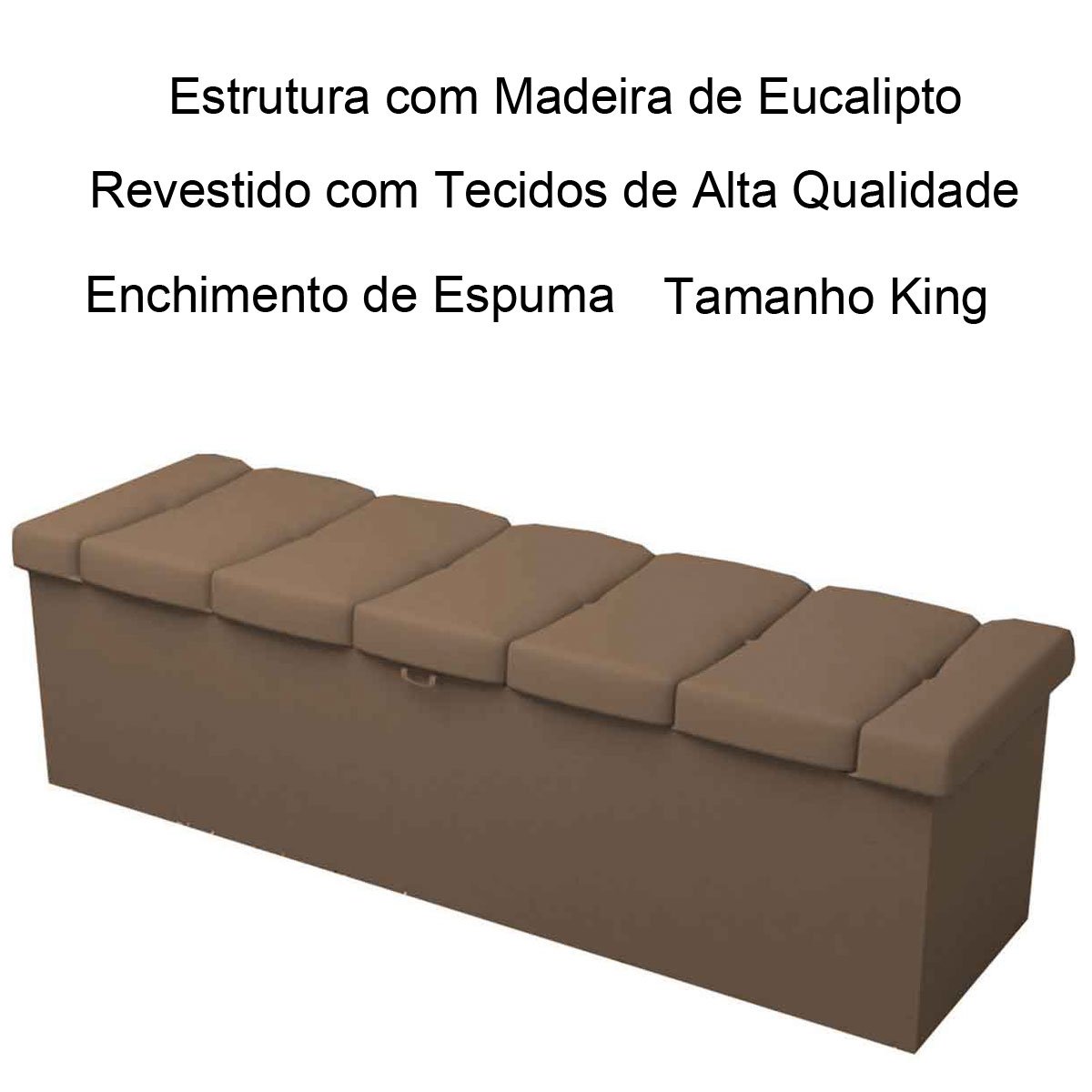 Calçadeira com Baú Estofada King Kiara 190 cm Capuccino
