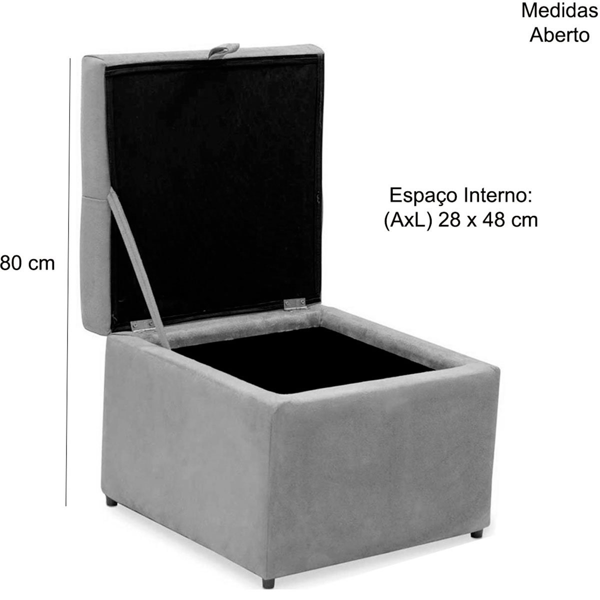 Puff Baú Quadrado Sapateira Decorativo Captonê Mali  Suede Azul Marinho