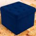 Puff Baú Quadrado Sapateira Decorativo Captonê Mali  Suede Azul Marinho