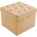 Puff Baú Quadrado Sapateira Decorativo Captonê Mali  Suede Marfim