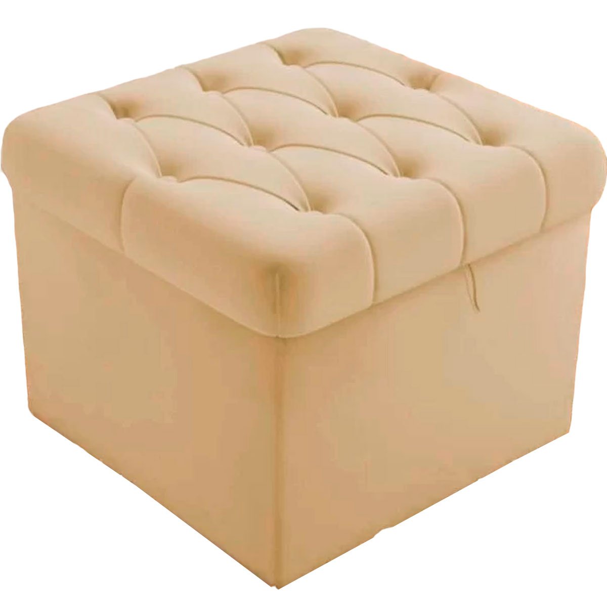 Puff Baú Quadrado Sapateira Decorativo Captonê Mali  Suede Marfim
