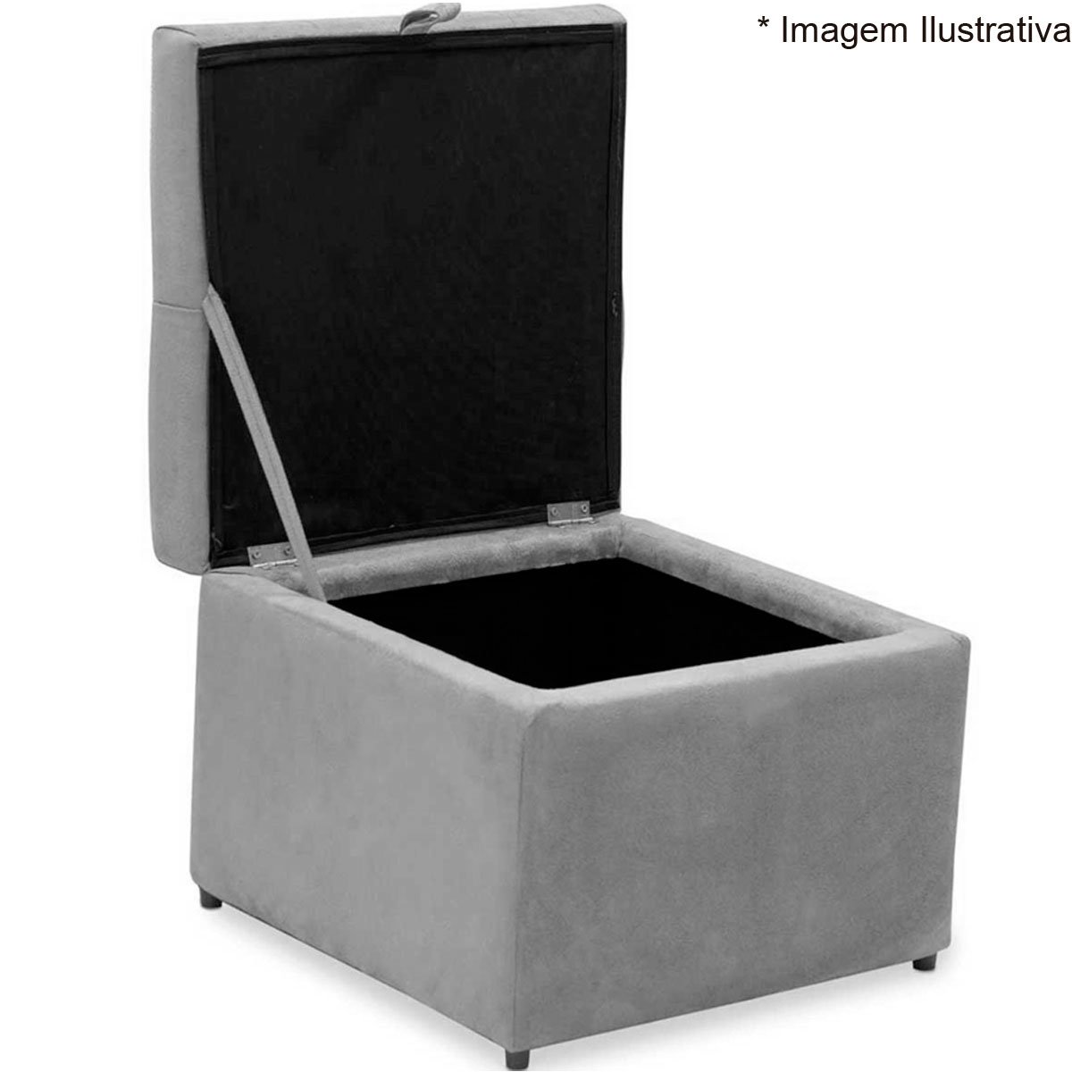 Puff Baú Quadrado Sapateira Decorativo Captonê Mali  Suede Marfim