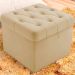 Puff Baú Quadrado Sapateira Decorativo Captonê Mali  Suede Marfim