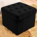 Puff Baú Quadrado Sapateira Decorativo Captonê Mali  Suede Preto