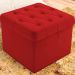 Puff Baú Quadrado Sapateira Decorativo Captonê Mali  Suede Vermelho