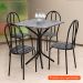 [OUTLET] Conjunto de Mesa com 4 Cadeiras Thais Craqueado Preto Listrado Branco e Preto