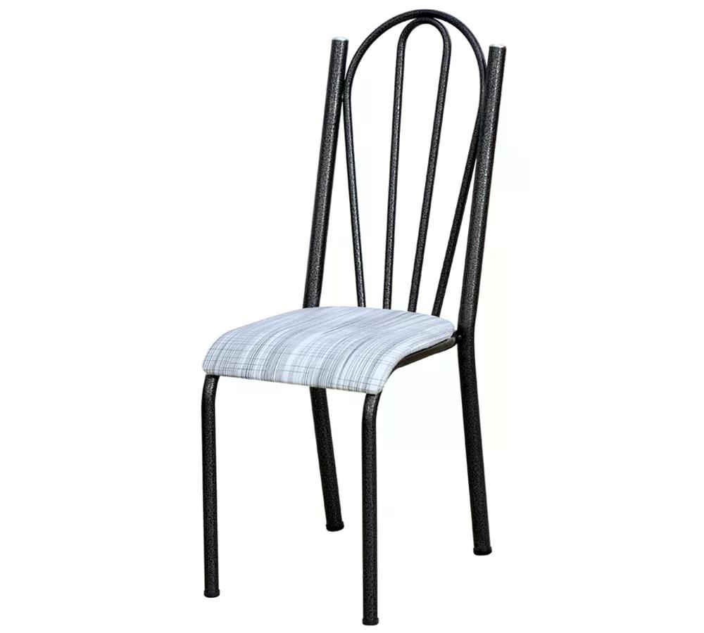 Cadeira Tubular Cromo Preto 021 Assento Linho