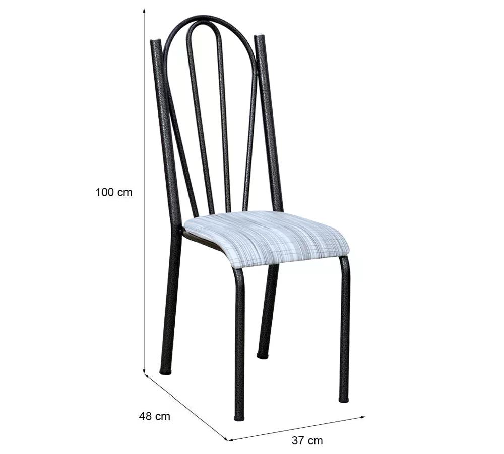 Cadeira Tubular Cromo Preto 021 Assento Linho