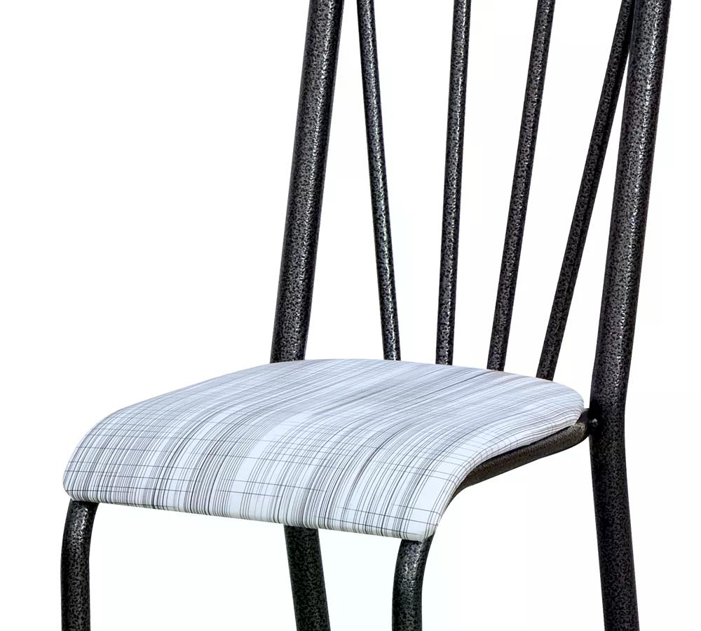 Cadeira Tubular Cromo Preto 021 Assento Linho