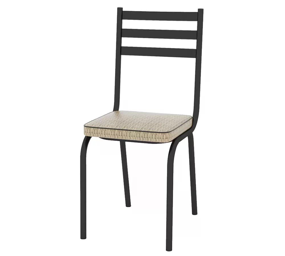 Cadeira Tubular Preto Fosco 118 Assento Rattan