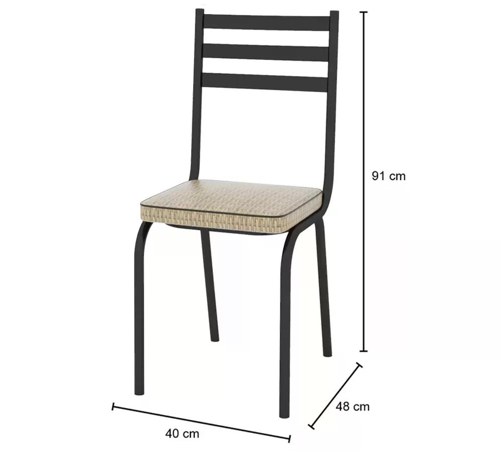 Cadeira Tubular Preto Fosco 118 Assento Rattan