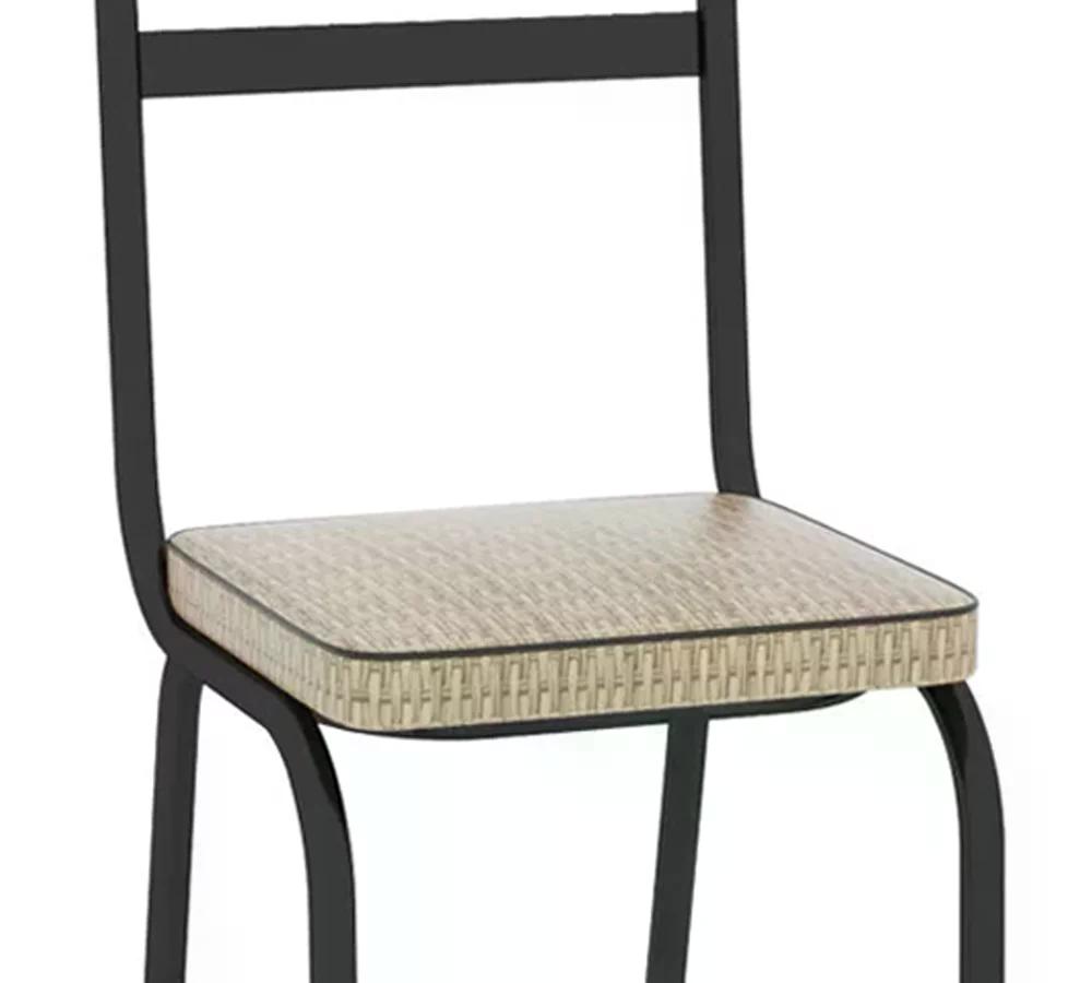 Cadeira Tubular Preto Fosco 118 Assento Rattan