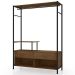 Guarda-Roupa 3 Prateleiras 2 Gavetas Aço Carbono e MDF com e Cabideiro Bianca Preto / Demolição