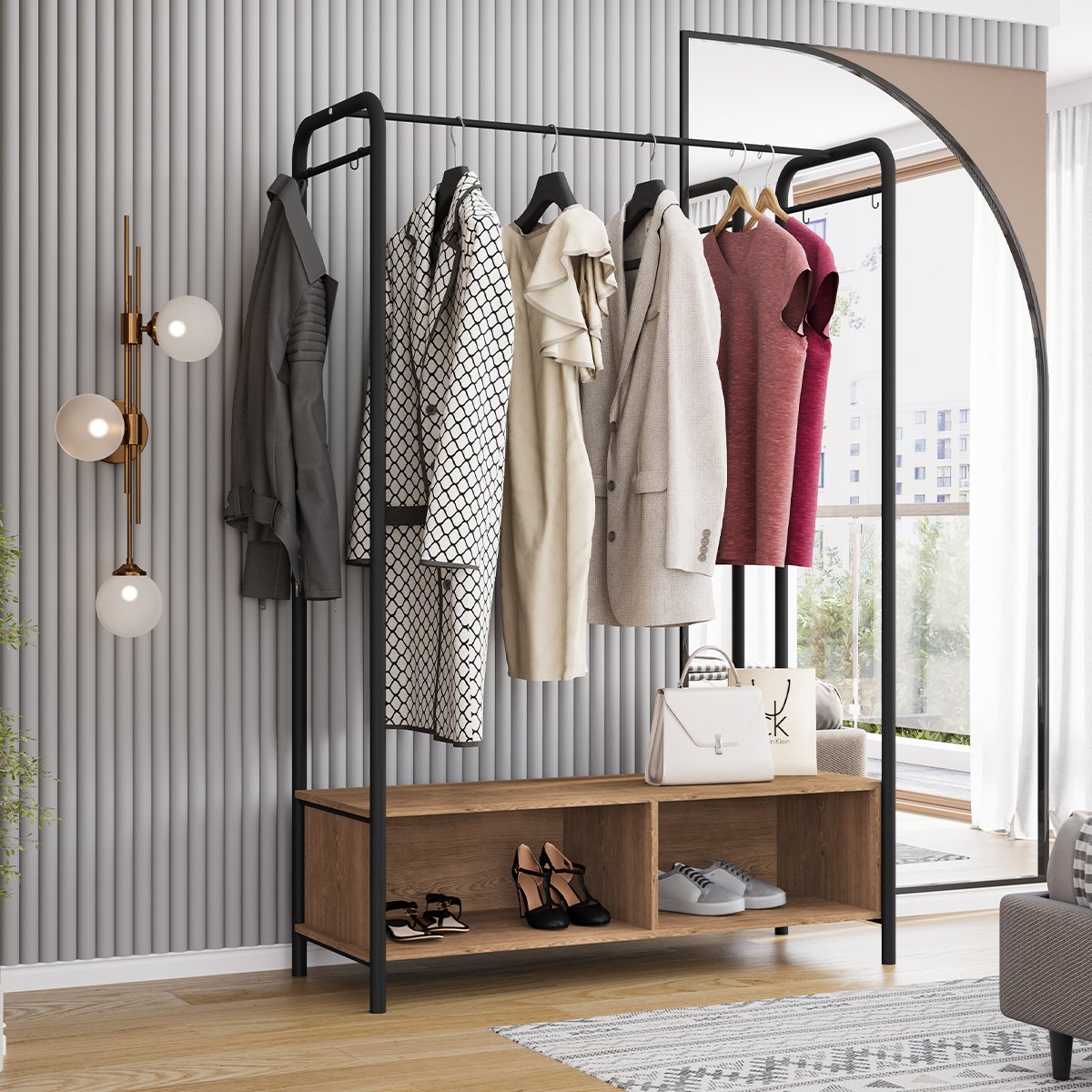 Guarda-Roupa Aço Carbono Caixaria 2 Compartimentos MDF Milena Preto / Demolição