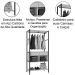 Guarda-Roupa Cabideiro 2 Gavetas Nichos Prateleiras Aço Carbono MDF BP Pérsia Preto / Demolição
