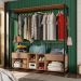 Guarda-Roupa Casal Gavetas Prateleiras Nichos Cabideiro Aço e MDF BP Bianca Preto / Demolição