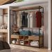 Guarda-Roupa Casal Gavetas Prateleiras Nichos Cabideiro Aço e MDF BP Bianca Preto / Demolição