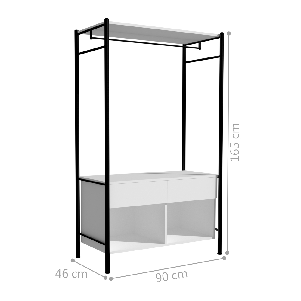 Guarda Roupa Casal Industrial Preto/Demolição Maka Albarn
