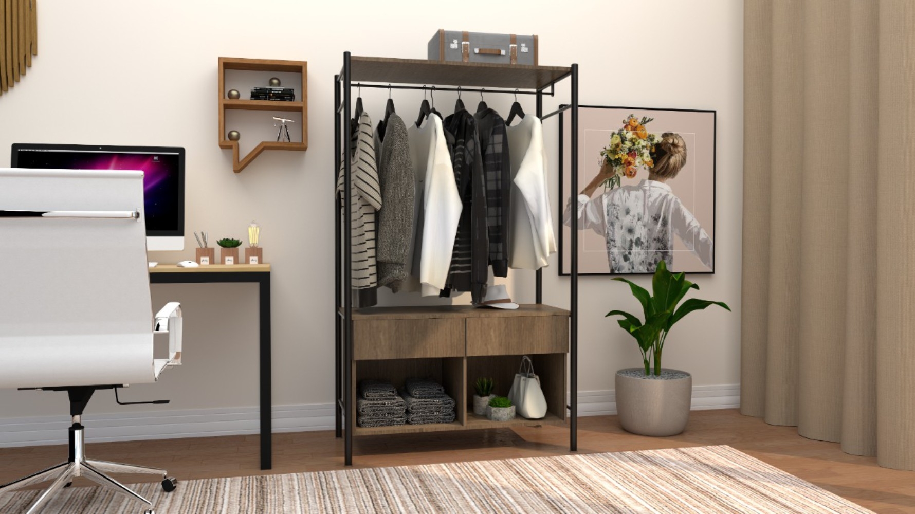 Guarda Roupa Casal Industrial Preto/Demolição Maka Albarn