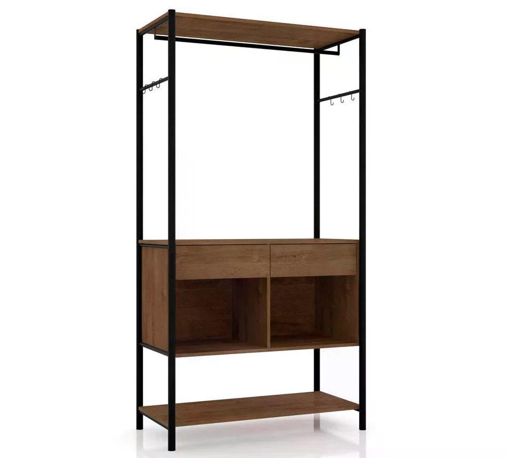 Guarda Roupa Closet 02 Gavetas Paris 8528 Preto/Demolição Fosco