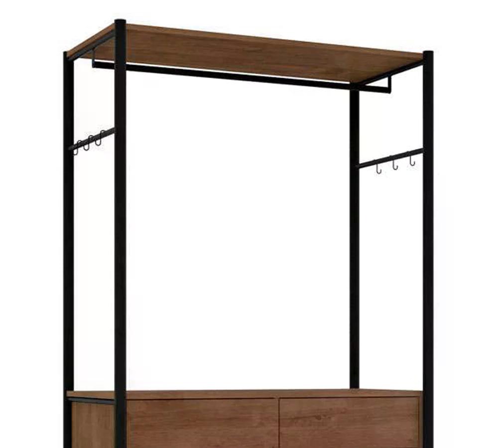 Guarda Roupa Closet 02 Gavetas Paris 8528 Preto/Demolição Fosco