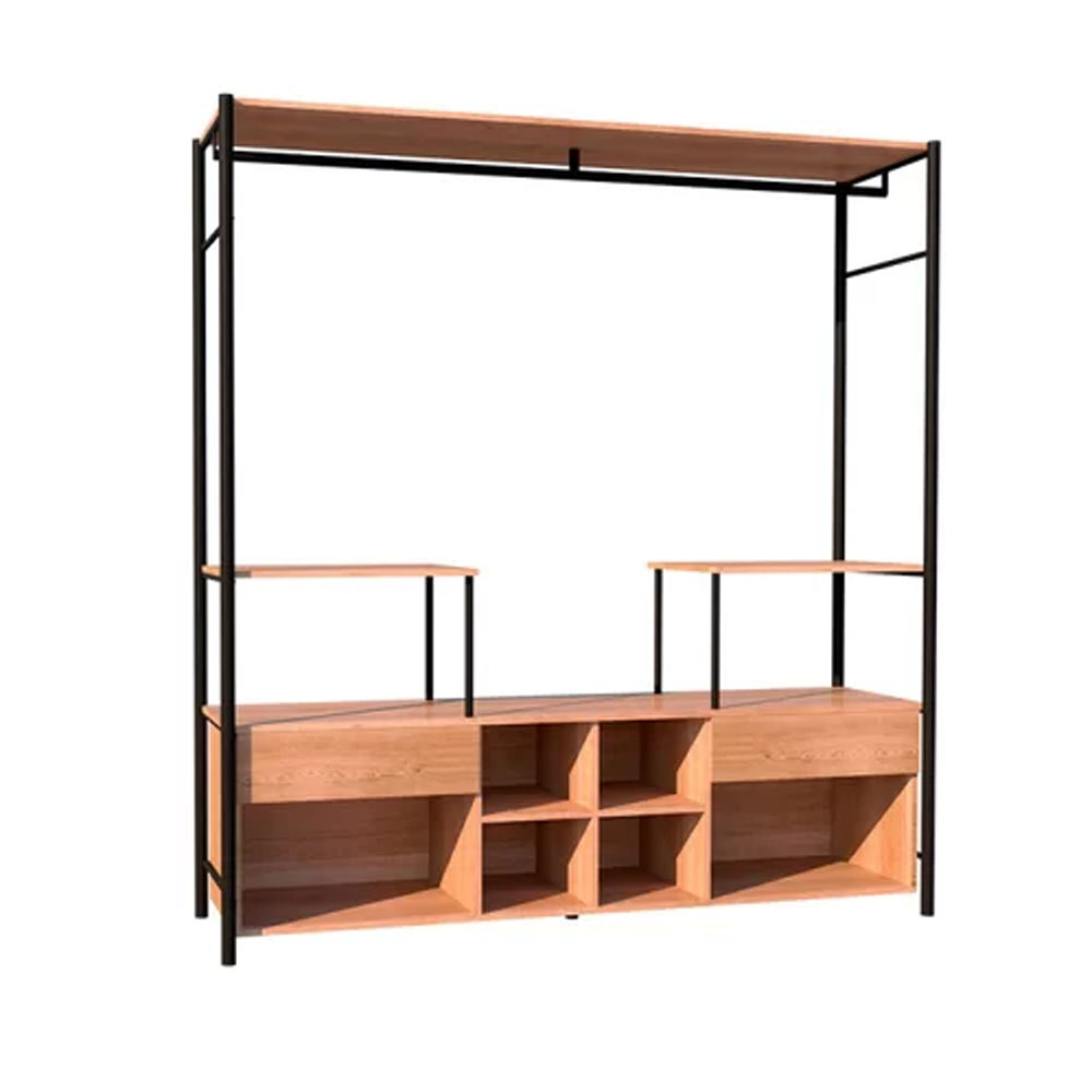 Guarda Roupa Closet Casal Industrial 174cm 2 Gavetas Barcelona Demolição/Preto - Artefamol