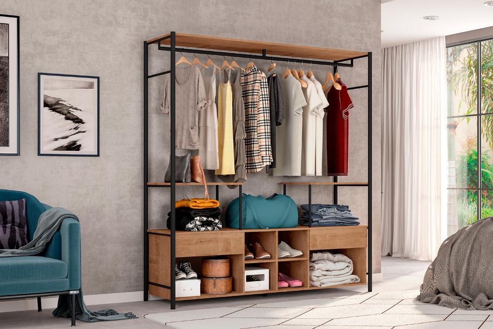 Guarda Roupa Industrial Com 1 Porta Adelaide Preto Demolição