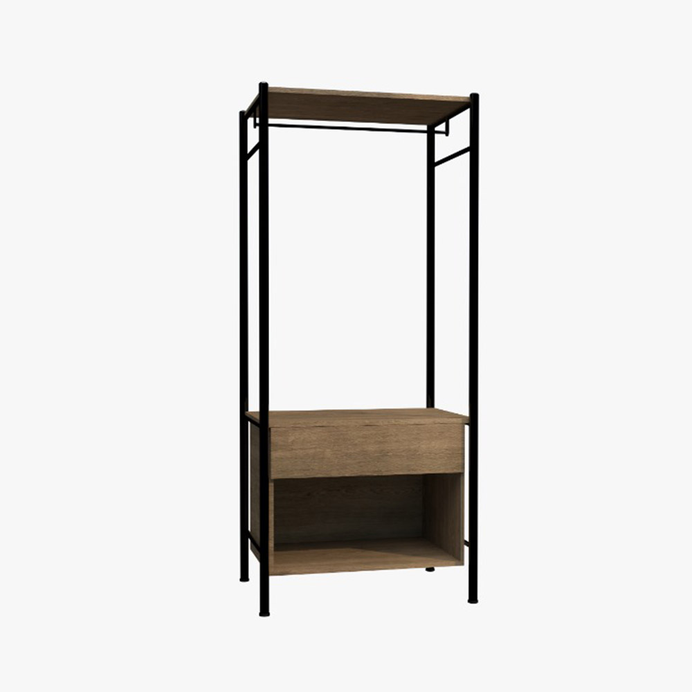 Guarda Roupa Solteiro Closet Industrial 67cm Berlim Demolição/Preto - Artefamol
